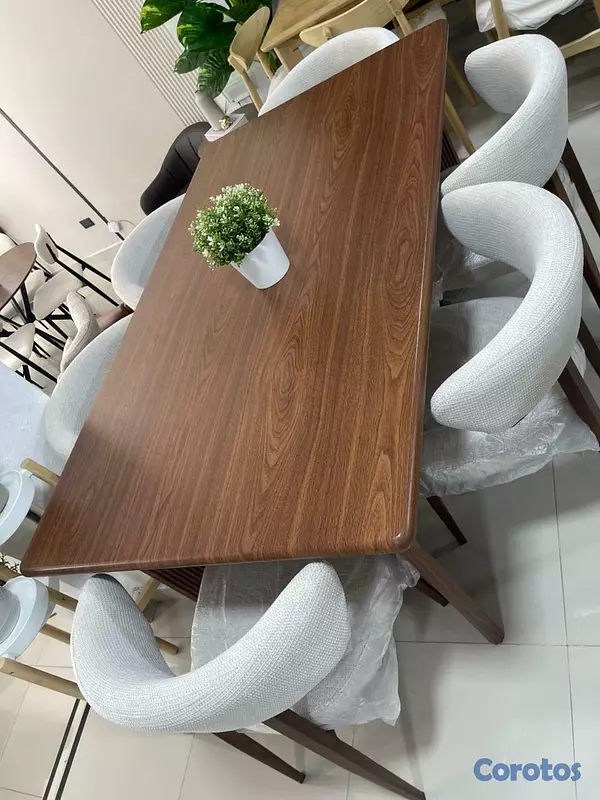 muebles y colchones - JUEGO DE COMEDOR 6 SILLAS BEIGE  1