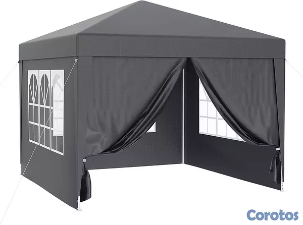 herramientas, jardines y exterior - Pabellón de 3 x 3 m en color gris con protección  3