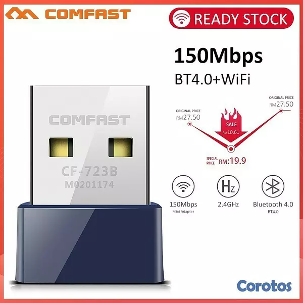 accesorios para electronica - ADAPTADOR COMFAST Bluetooth 4.0 + y  USB, WIFI 150Mbps  2