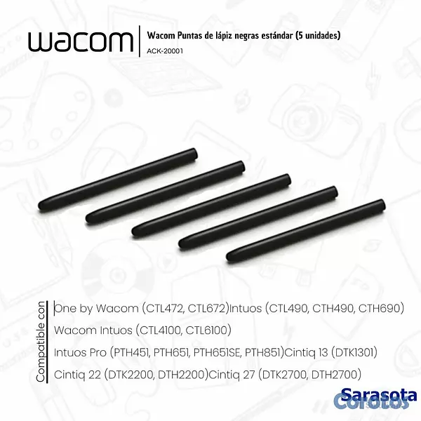 accesorios para electronica - Wacom Puntas ACK20001 Paquete De 5 Unidades Nips 3