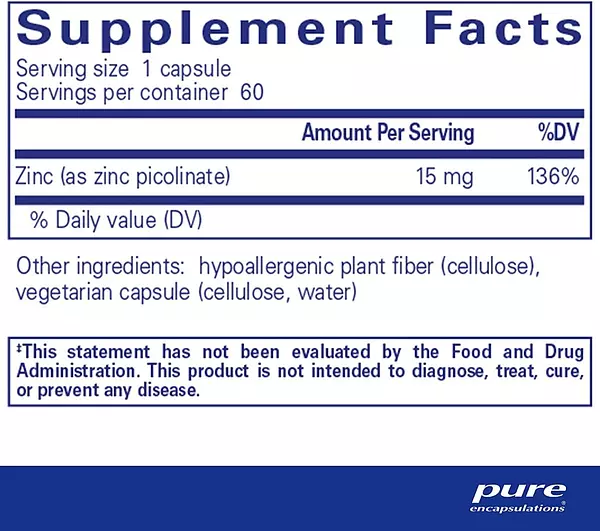 Salud y Equipamiento Médico - Zinc 60 Cap Pure Encapsulations - - Unidad 2
