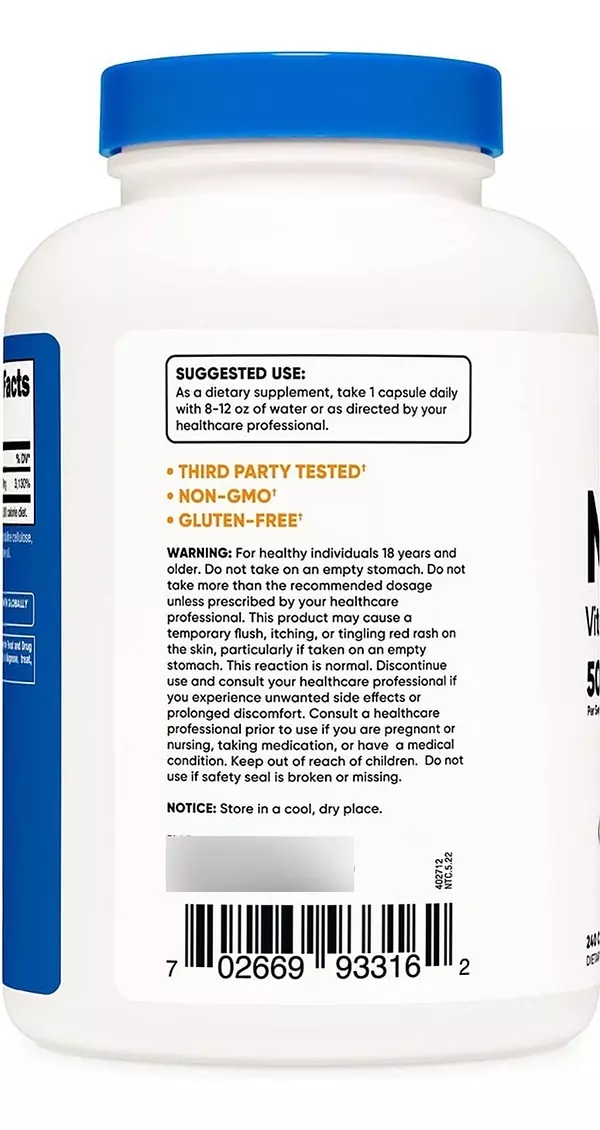 Salud y Equipamiento Médico - Suplemento Niacina Nutricost B3 2