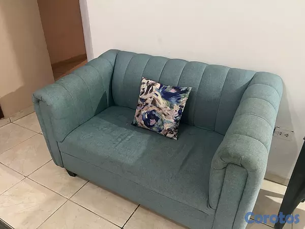 muebles y colchones - Juego de sala moderno de 2 piezas (Sofá + Loveseat) - Color Azul 
 4