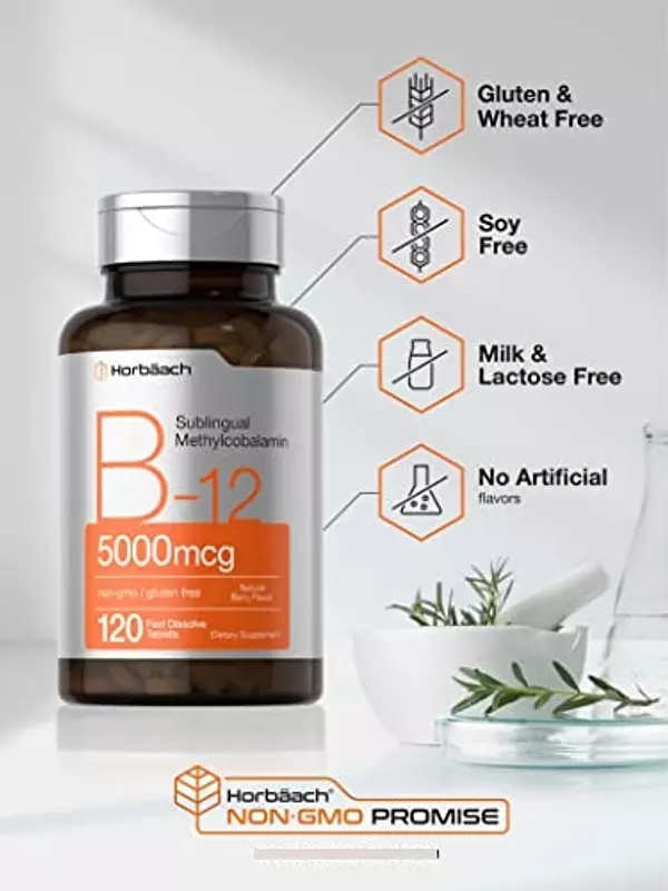 Salud y Equipamiento Médico - B12 Sublingual Metilcobalamina 5000 Mcg 120cap Horbaach 5