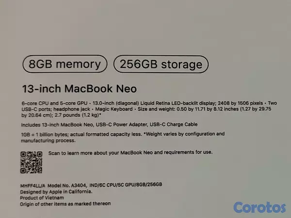 computadoras y laptops - MacBook Neo 256GB 2