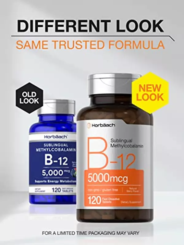 Salud y Equipamiento Médico - B12 Sublingual Metilcobalamina 5000 Mcg 120cap Horbaach 3