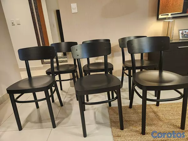 muebles y colchones - 6 Sillas de comedor negras 5
