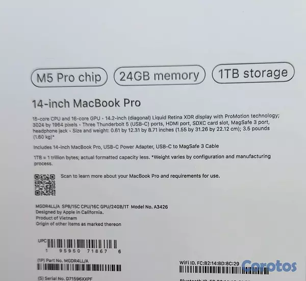 computadoras y laptops - MacBook Pro 14” M5 Pro – 24GB RAM / 1TB SSD (Black)  2