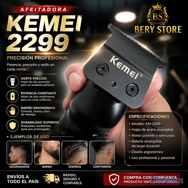 salud y belleza - AFEITADORA KEMEI 2299 | AFEITADORA ELECTRICA INALÁMBRICA RECARGABLE | TRIMMER | 3