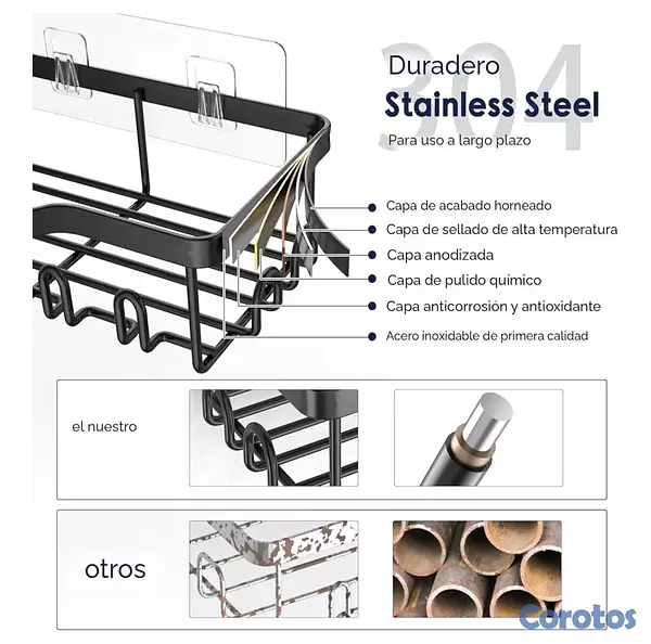decoración y accesorios - Organizador para ducha en acero inoxidable 7 pieza 5