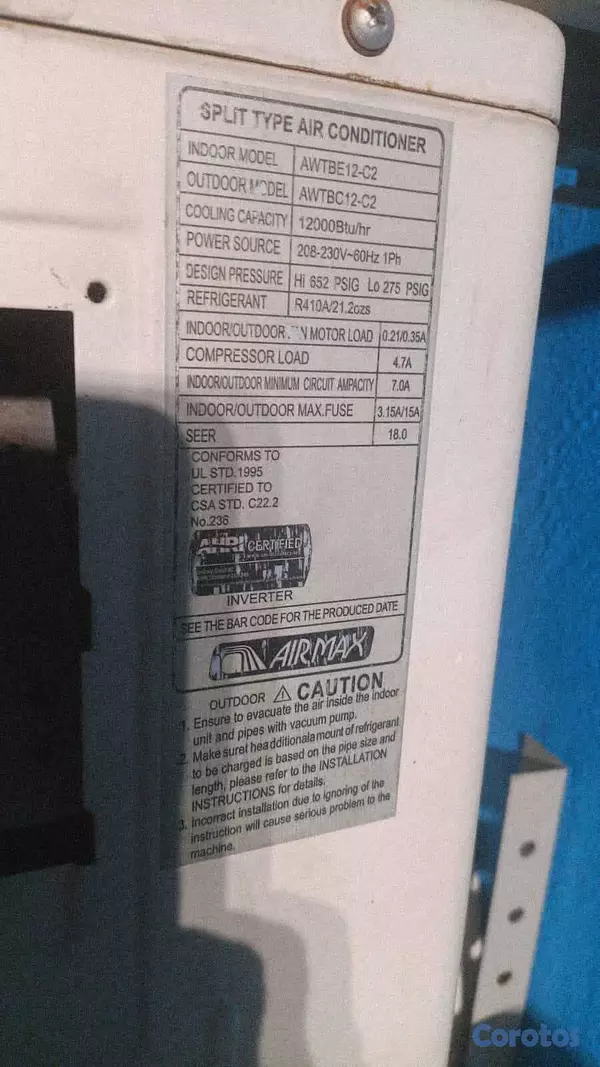 aires acondicionados y abanicos - Aire Airmax inverter 12 mil btu 4