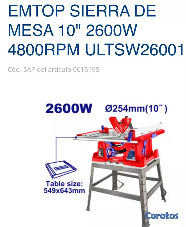 equipos profesionales - Emtop Sierra de mesa 10" 2