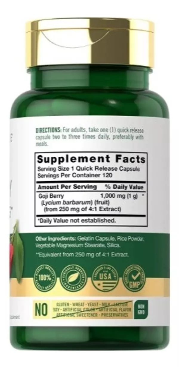 Salud y Equipamiento Médico - Baya De Goji 1000 Mg | 120 Uds 2