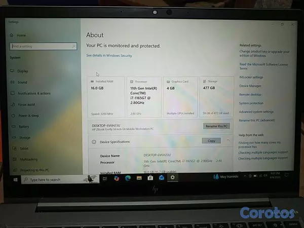 computadoras y laptops - HP ZBook Firefly G8 i7 | 16GB | 512GB SSD | NVIDIA 6