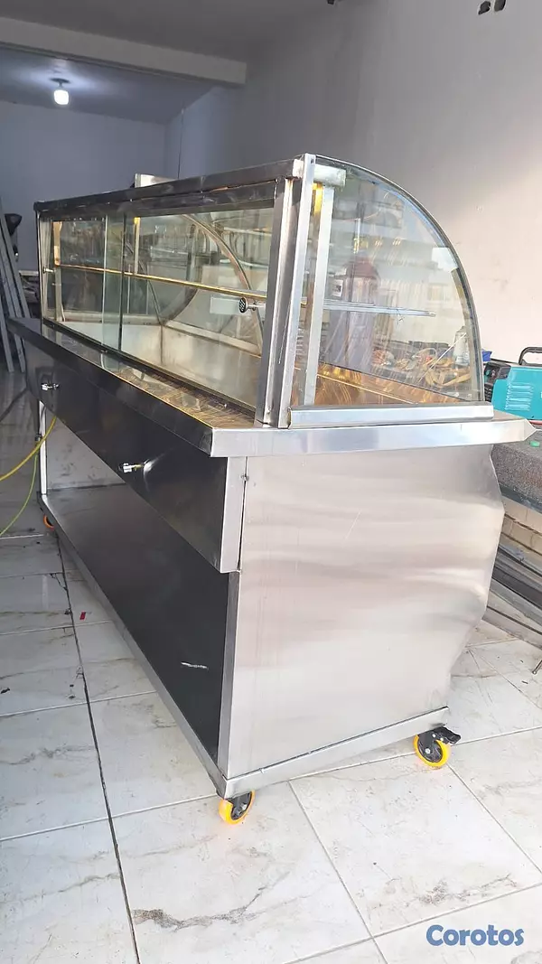 equipos profesionales - Vitrina caliente Baño María de Cristal Curvo 8