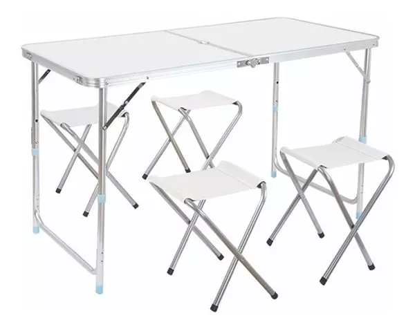 herramientas, jardines y exterior - Mesa Plegable + 4 Sillas portatil viajera playa camping de aluminio 120 x 60 4