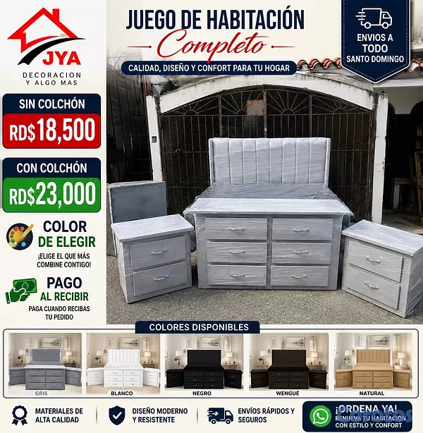 muebles y colchones - juego de habitación y cama sola  2