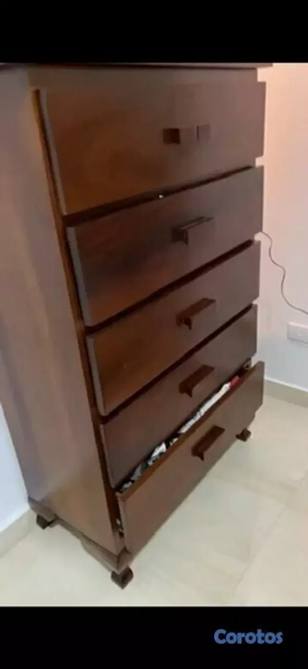 muebles y colchones - Gavetero Vertical 5 Gavetas, Caoba Original 