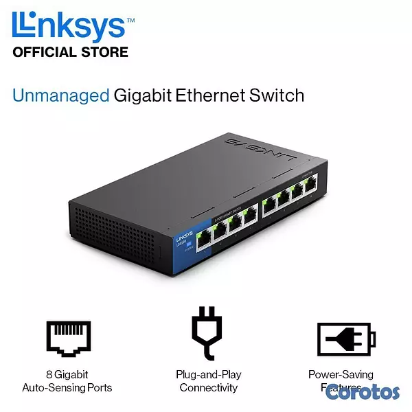 computadoras y laptops - SWITCH 8 PUERTOS  POE,L INKSYS Gigabit escritorio,empresarial  LGS108 3