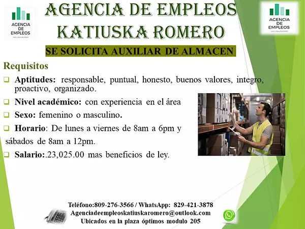 empleos disponibles - auxiliar de almacen  2