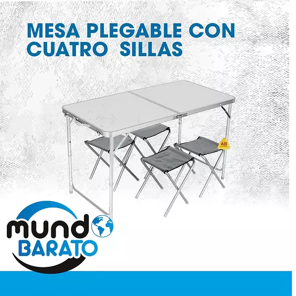 herramientas, jardines y exterior - Mesa Plegable + 4 Sillas portatil viajera playa camping de aluminio 120 x 60 6