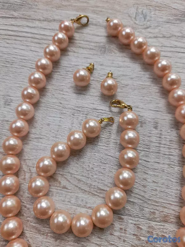 joyas, relojes y accesorios - Se vende juego de Perla Rosada Vintange, Marvella  6