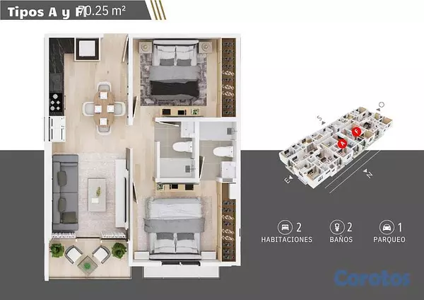apartamentos - Apartamento en venta en bella vista de dos habitac 7