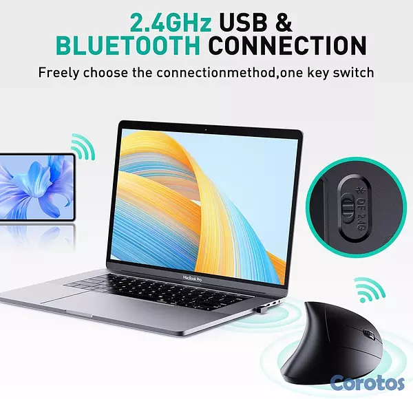 computadoras y laptops - Mouse Vertical Ergonómico Inalámbrico Recargable D 2