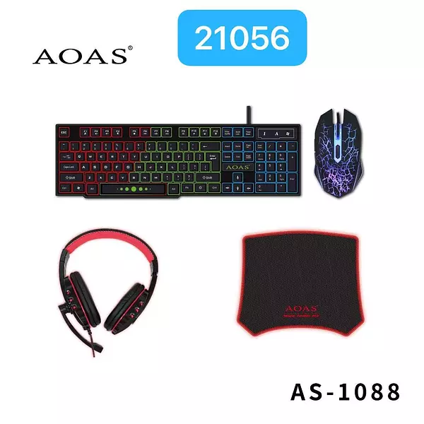accesorios para electronica - Kit de Gamer Juego Combo Teclado + Mouse + Audifonos + Mouse pad gaming 10