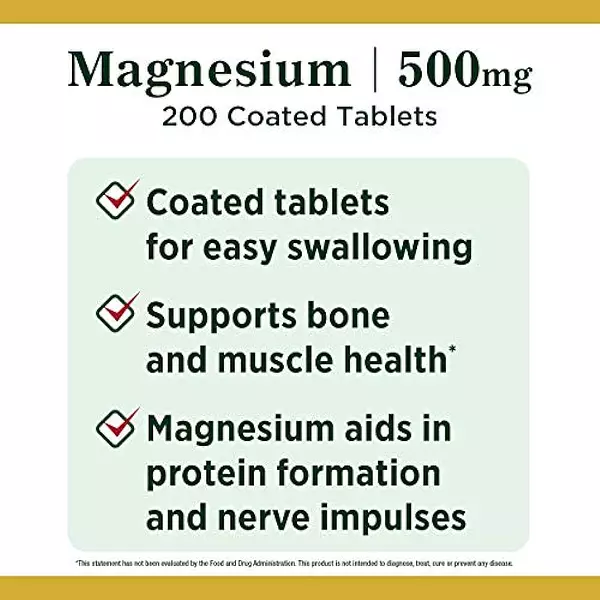 Salud y Equipamiento Médico - Magnesium By Nature's Bounty, Tabletas De Magnesio De 500 Mg 2