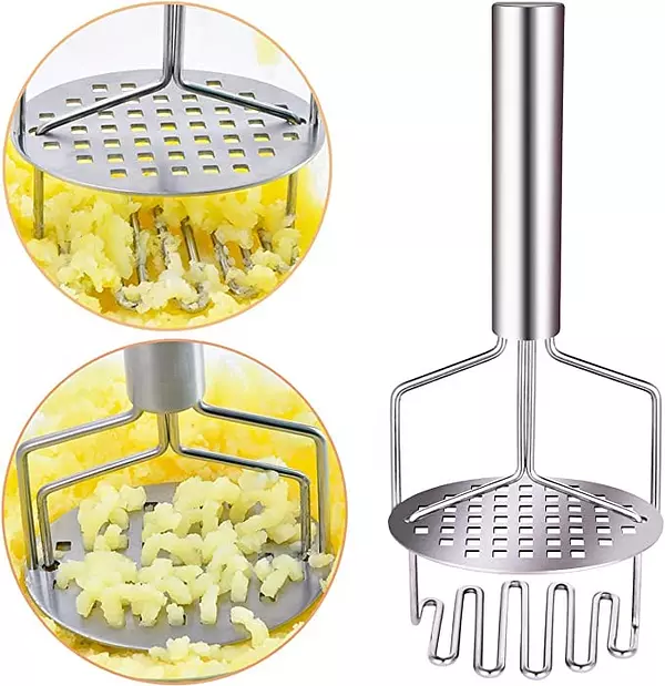 cocina - majador de papas de acero inoxidable, doble prensa, herramienta para triturar  2