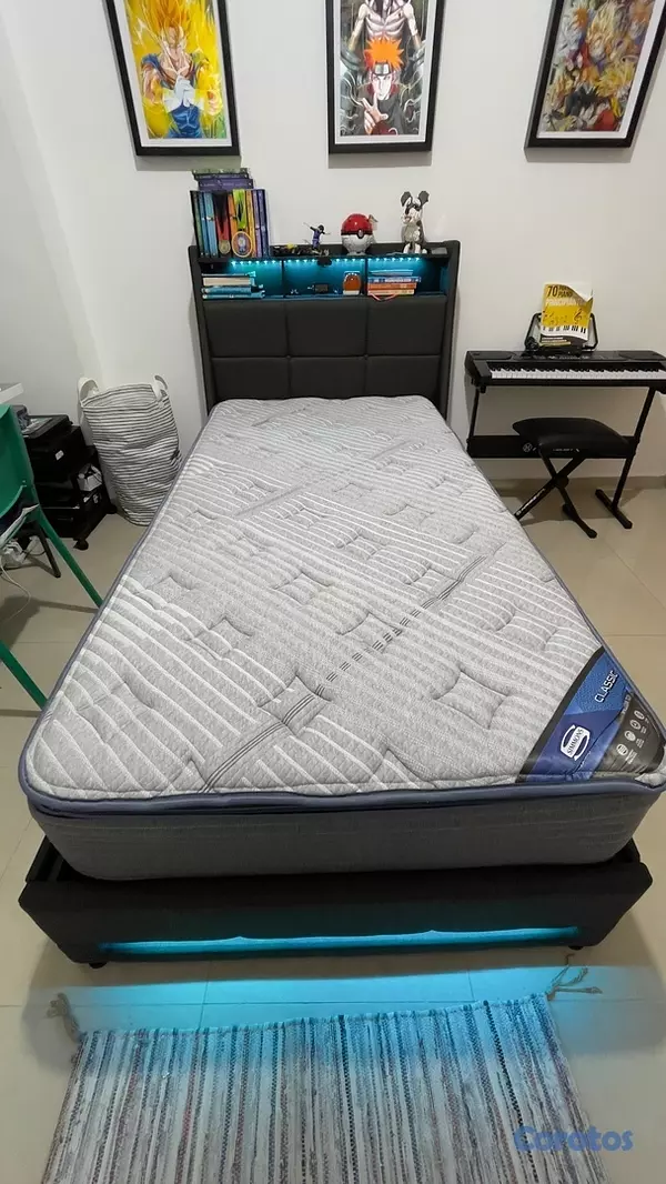 muebles y colchones - Rolanstar Armazón de cama tamaño twin con estación 2