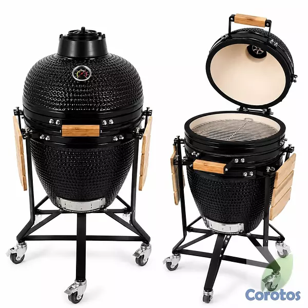 herramientas, jardines y exterior - Parrilla Kamado Cerámica Premium con Termómetro y 
