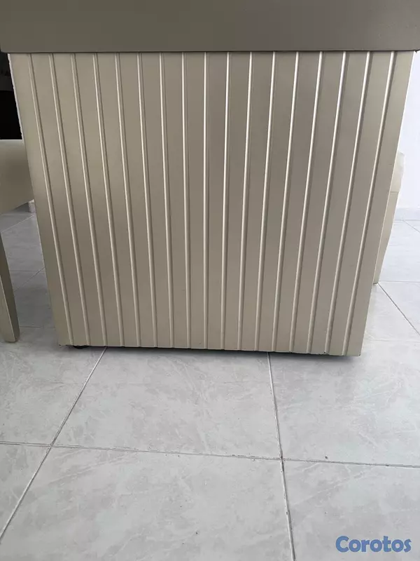 muebles y colchones - Comedor moderno de vidrio 6 sillas capitoné – exce 4
