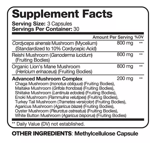 Salud y Equipamiento Médico - Suplemento De Hongos 2600 Mg Nootropico 11 Hongos 90 Cap 3