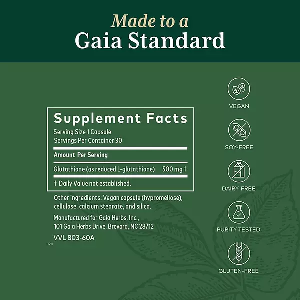 Salud y Equipamiento Médico - Glutation 500 Mg Gaia Herbs 2