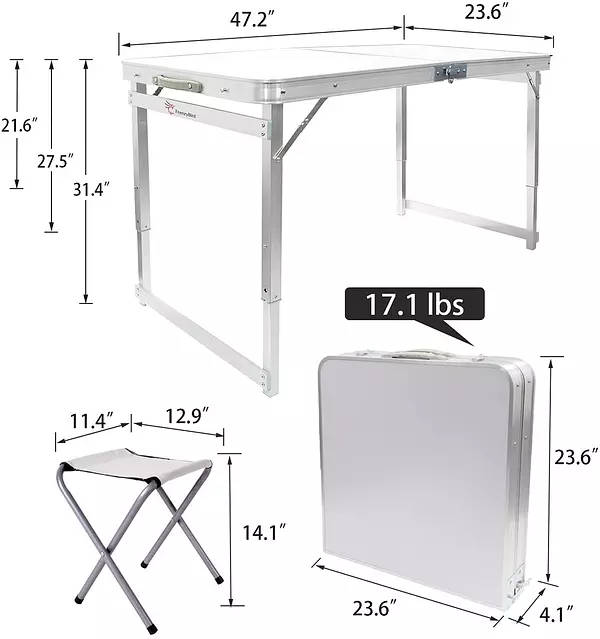 herramientas, jardines y exterior - Mesa Plegable + 4 Sillas portatil viajera playa camping de aluminio 120 x 60 8