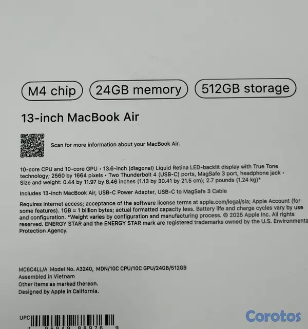 computadoras y laptops - MacBook Air 2025 Chip M4 Nuevas Selladas  2