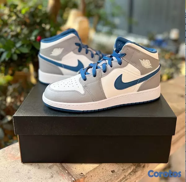 zapatos unisex - Tenis Teni NIKE AIR JORDAN 1 MID TRUE BLUE Original Originales Sneaker 🪬 4