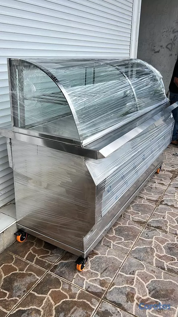 equipos profesionales - Vitrina caliente Baño María de Cristal Curvo 9