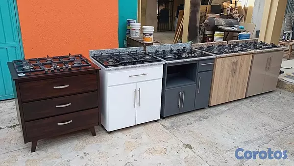 electrodomesticos - Mueble en hidrofugo con estufa empostrada,fregadero, despensa.  
 2