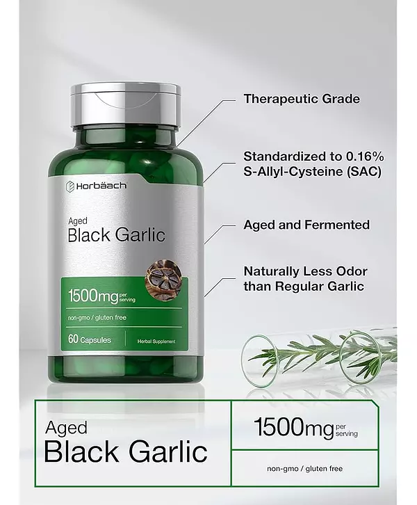 Salud y Equipamiento Médico - Ajo Negro Envejecido 1500 Mg | 60 Cápsulas | Extracto 3