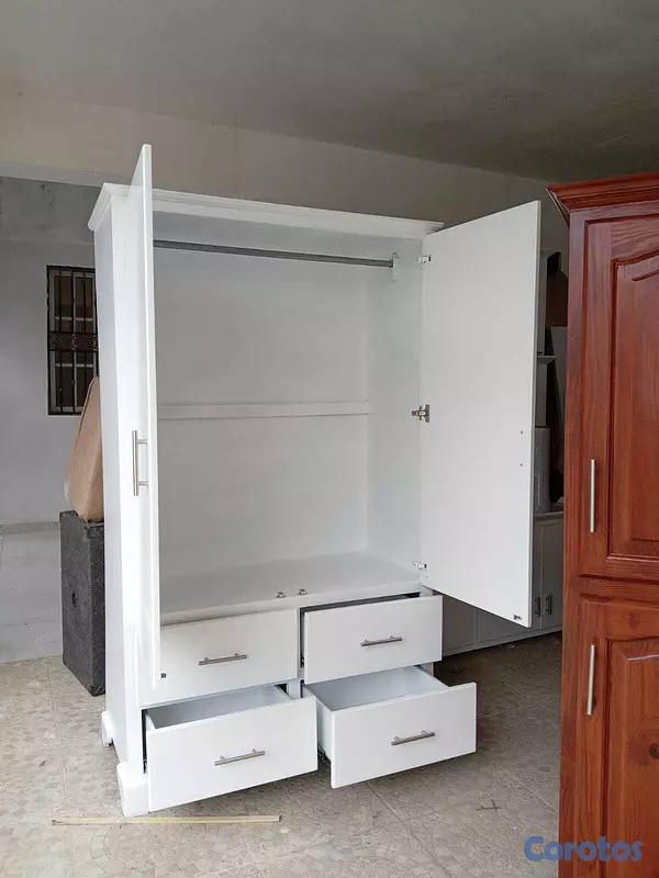 muebles y colchones - Armario ropero blanco con gavetas  1