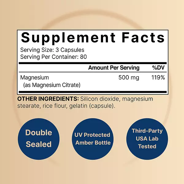 Salud y Equipamiento Médico - Citrato De Magnesio 500mg 240 Cap Naturebell 2