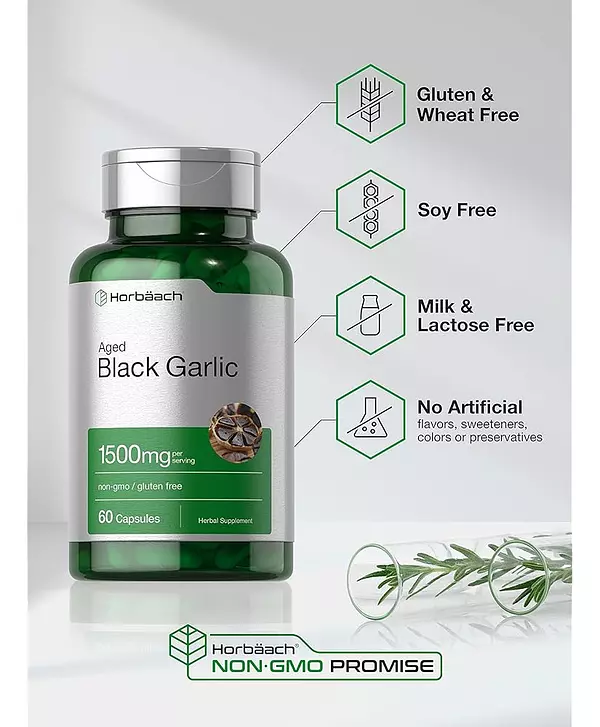 Salud y Equipamiento Médico - Ajo Negro Envejecido 1500 Mg | 60 Cápsulas | Extracto 4