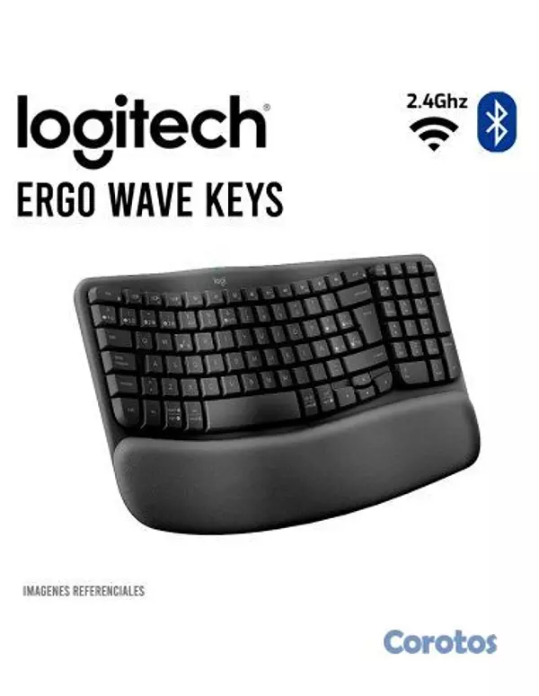 computadoras y laptops - TECLADO LOGITECH WAVE KEYS, ERGONOMICO, USB WIRELE 2