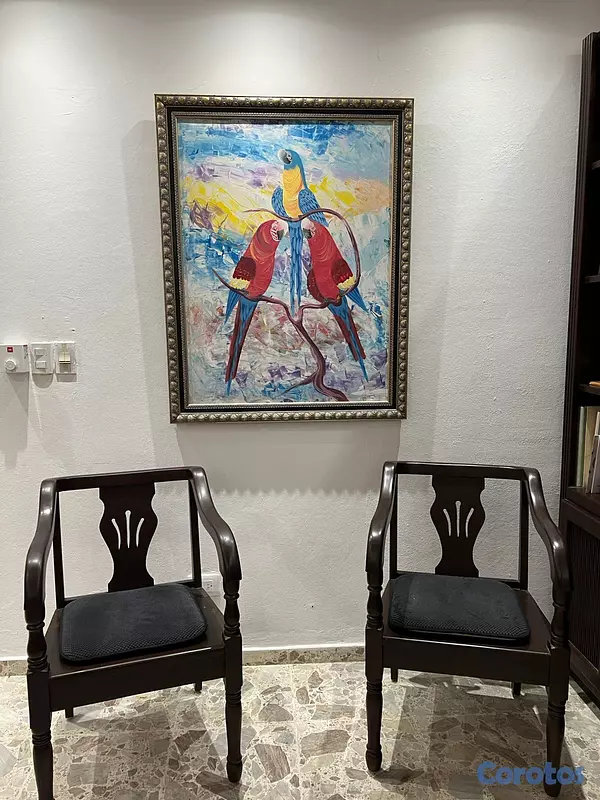 arte y antigüedades - Cuadro decorativo de guacamayas coloridas 44” x 34 2