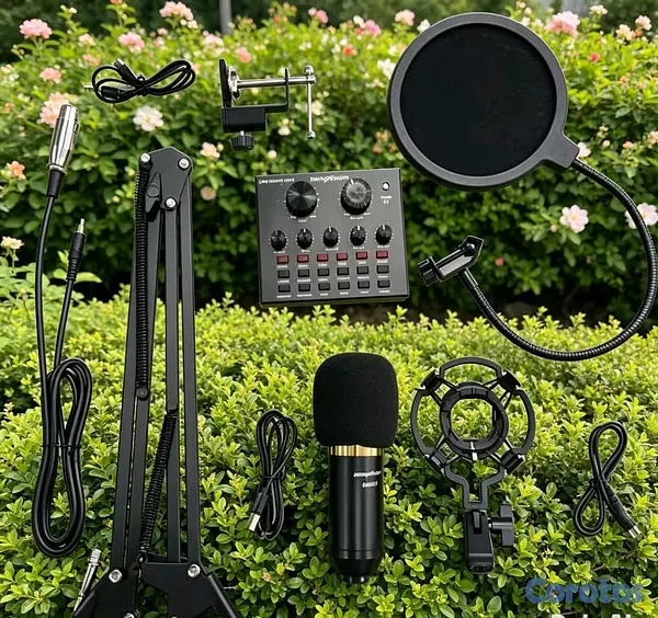 instrumentos musicales - kit de micrófono y tarjeta de sonido  2