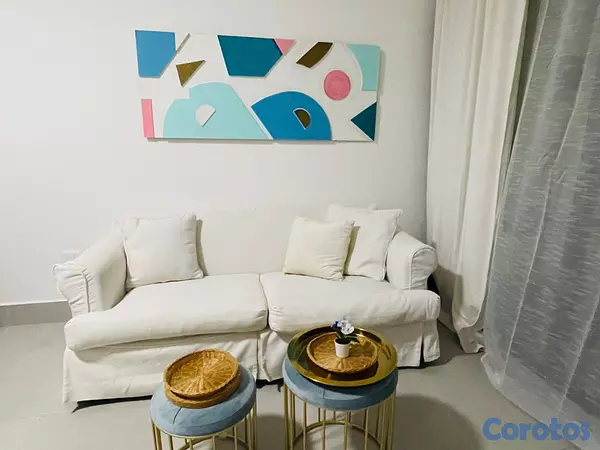 muebles y colchones - Sofa blanco de tela  4