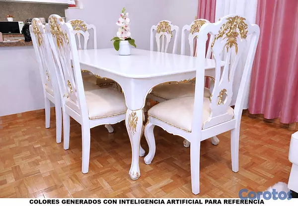 muebles y colchones - JUEGO DE COMEDOR DE ANDIROBA DE 6 SILLAS CON TALLA 4